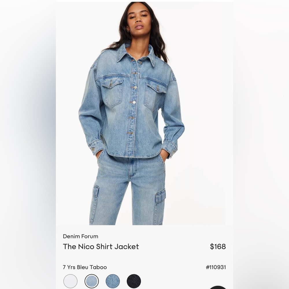 Aritzia denim forum Nico jean shirt /jacket